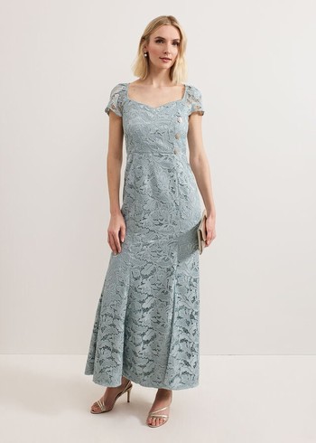 Phase Eight Phia Tux Lace Dress Blue Australia | HU9058246